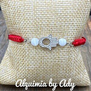 Selenite and Hamsa red friendship bracelet